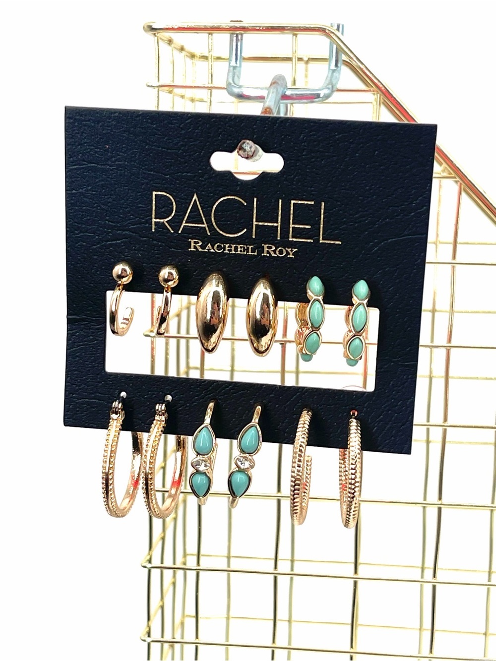 Rachel Rachel Roy nwt gold and faux turquoise 6 pair hoop earring set